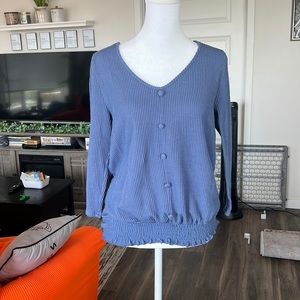 Blue 3/4 length shirt